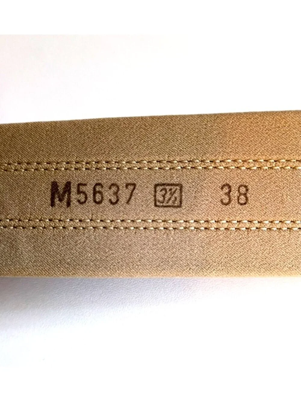 MEZLAN Men's Belt Two Tone Tan Leather Overlay on Beige Fabric Spain Casual - 38
